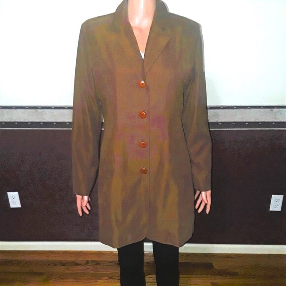 220 HICKORY NUTMEG OXFORD STYLE 3/4 LENGTH COAT WITH ADDED SCARF SIZE 8 NWOT - Picture 3 of 6